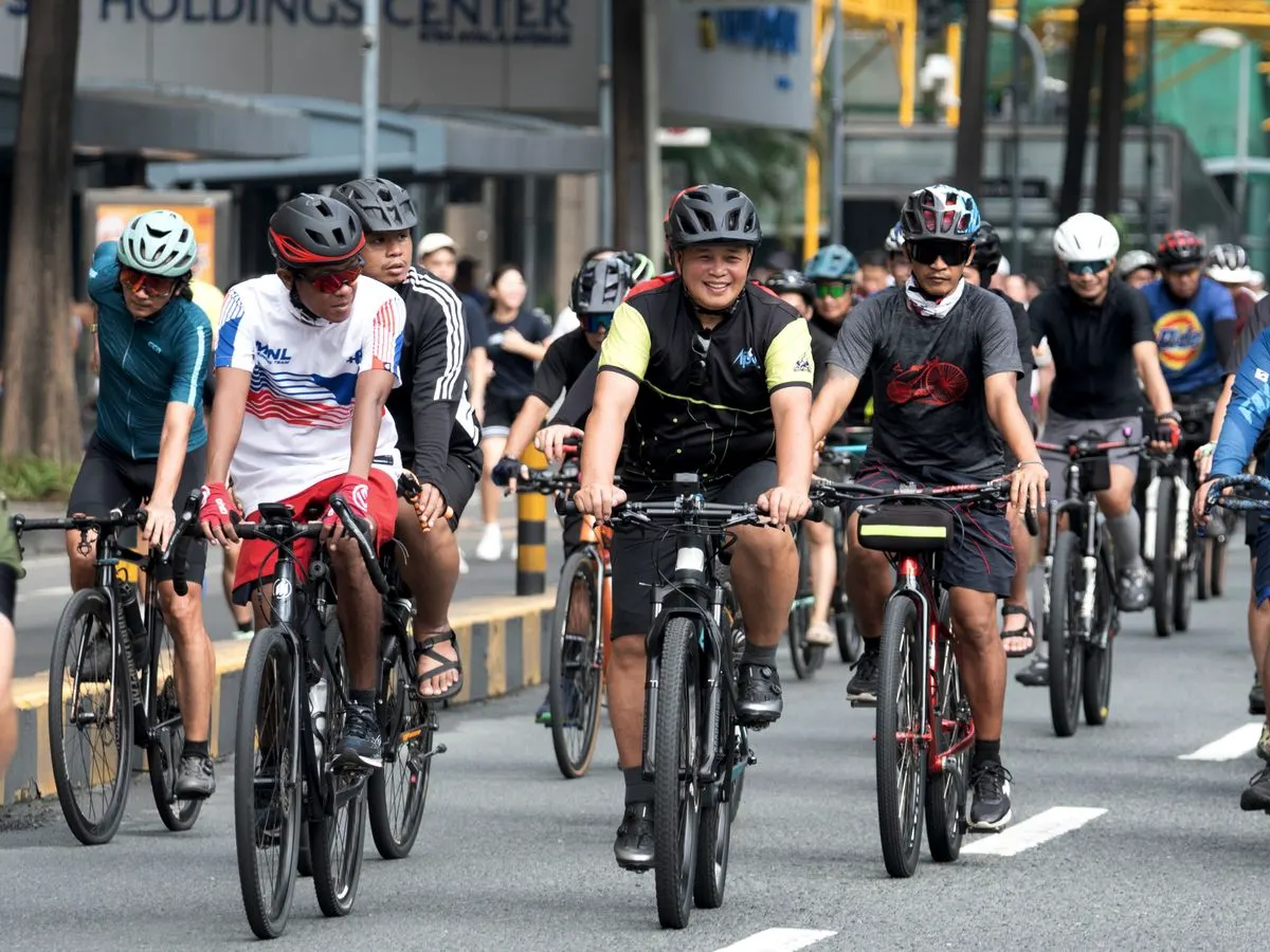 The team out on a group bike ride