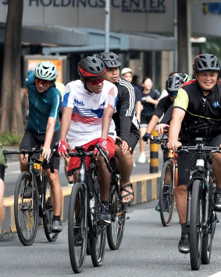 Cyclists on a group ride through the city